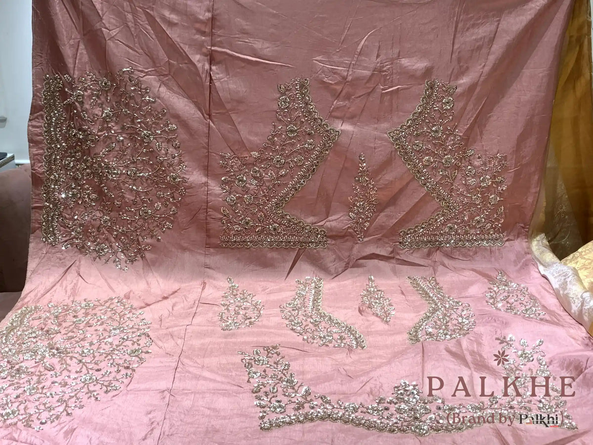 Beige Floral Jaal Tissue x Hand Embroidery (CU22)