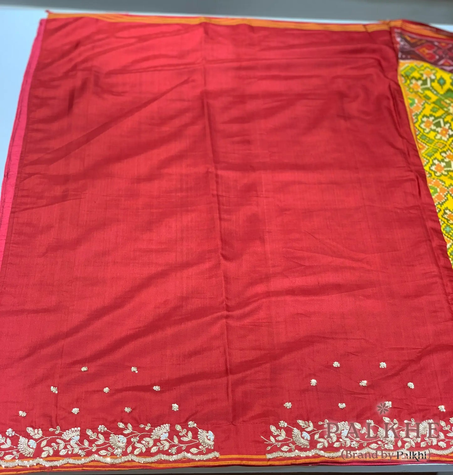 Yellow Silk Patola x Hand Embroidery