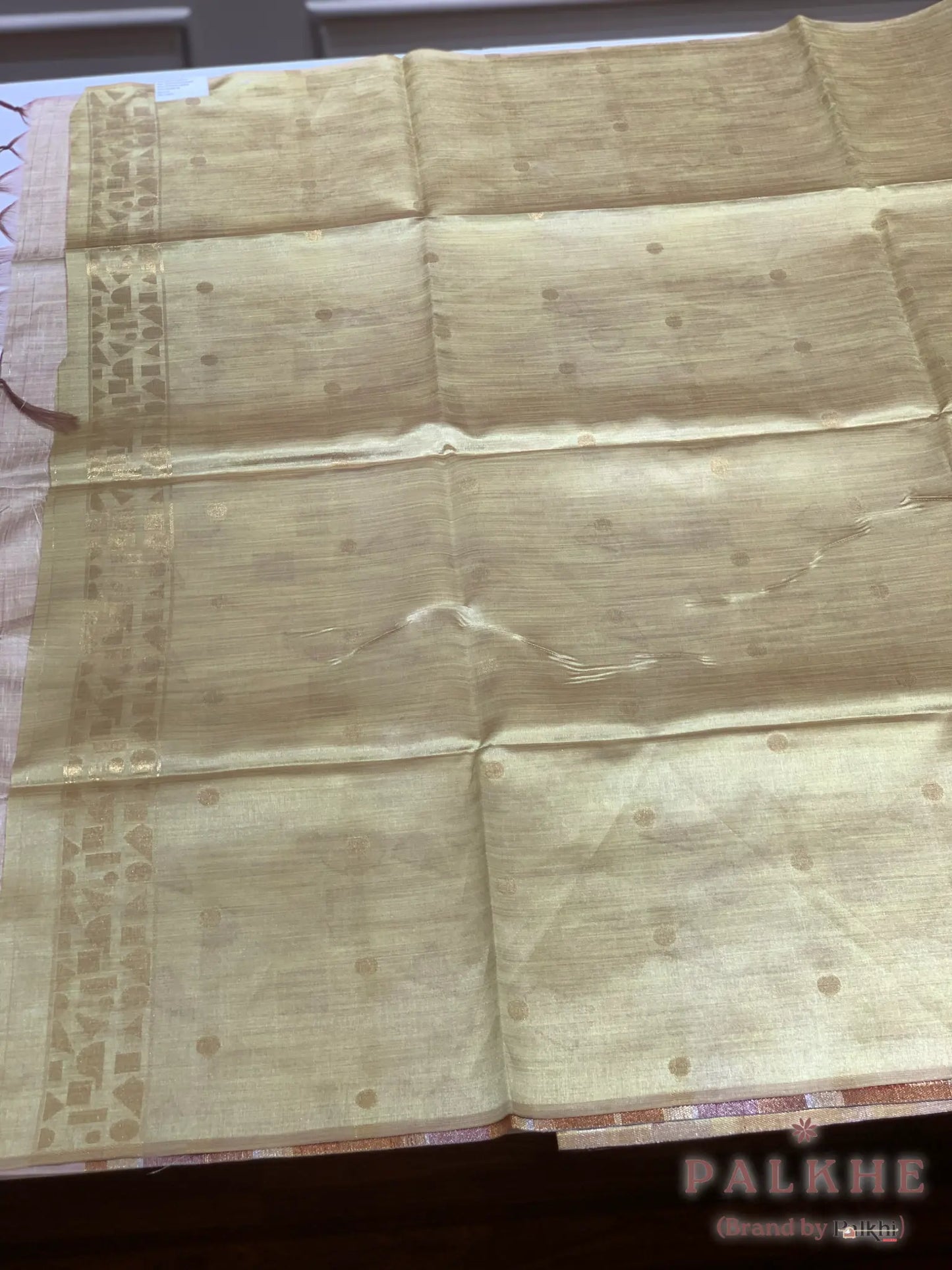 Mint Green Tussar Silk Geometric