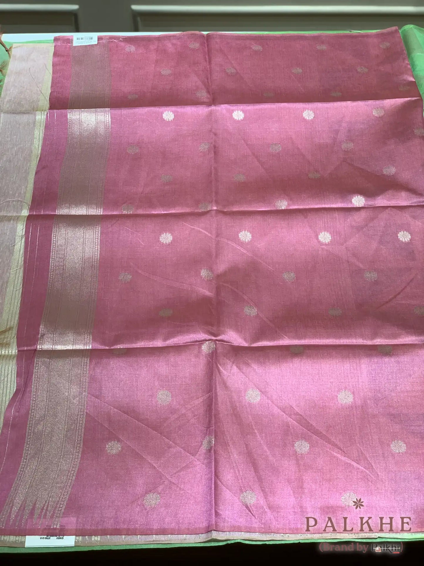 Green Tussar Silk Geometric
