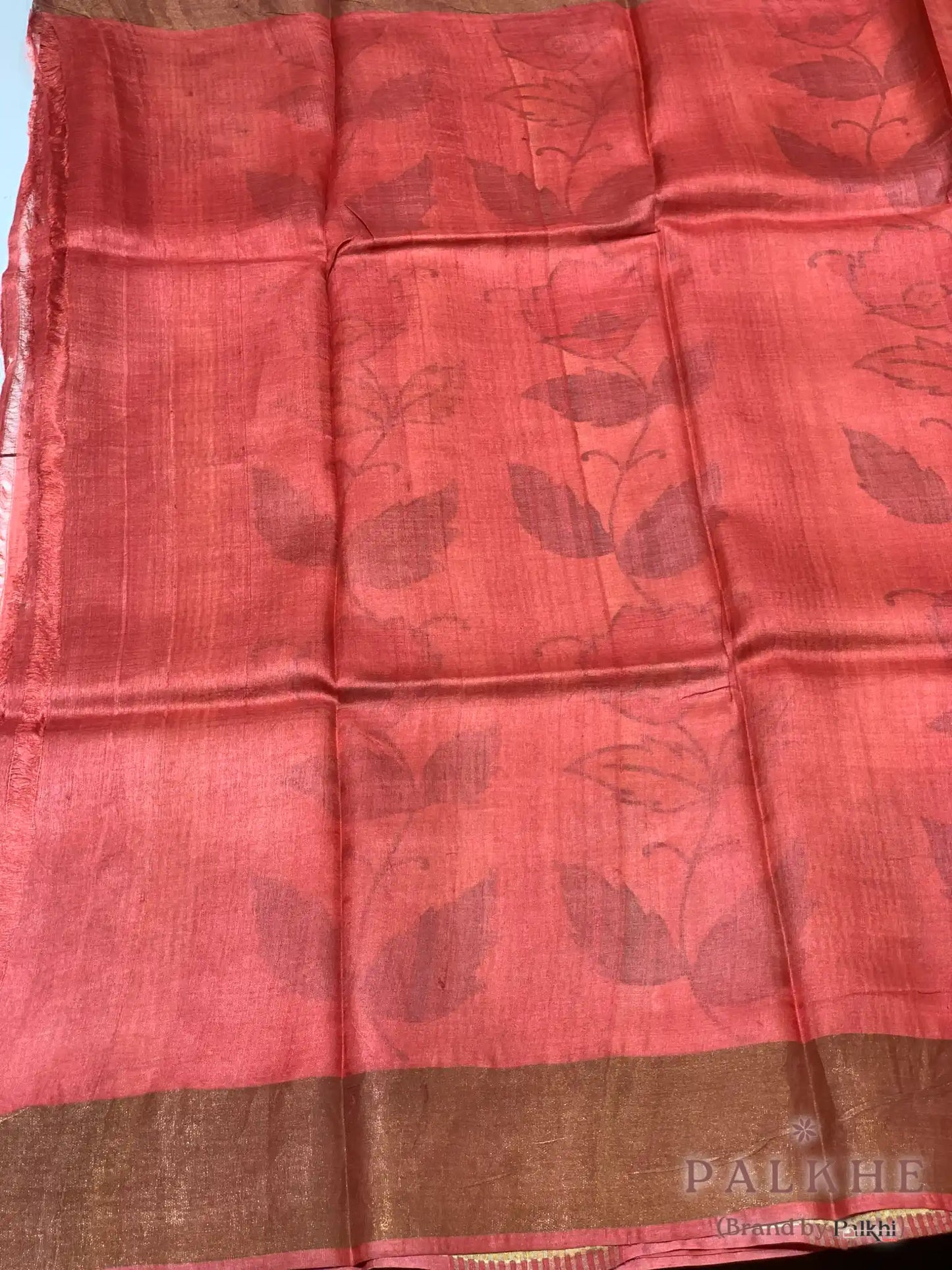 Beige Tussar Silk Floral