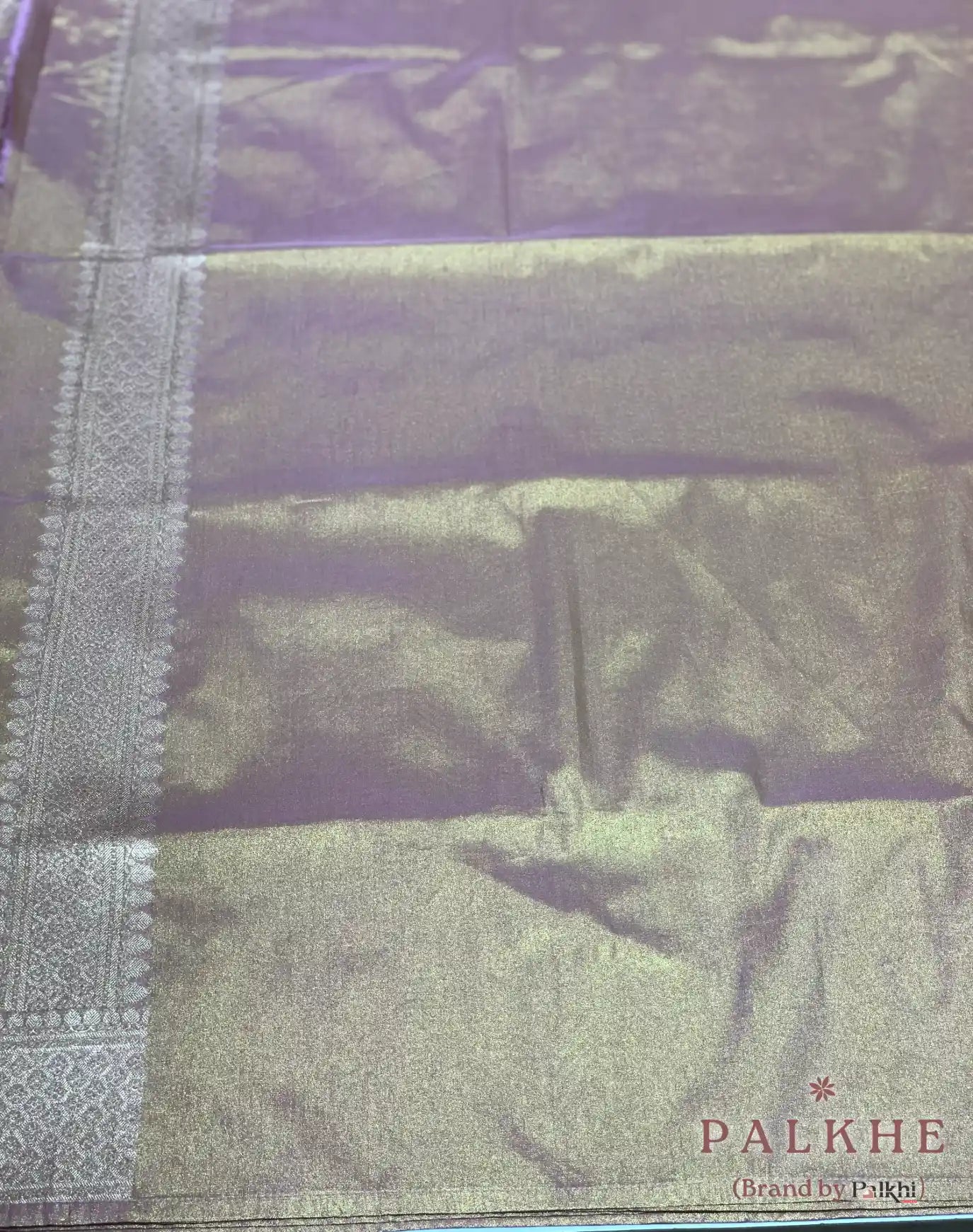Lavender Banarasi Floral Jaal in Tissue Silk