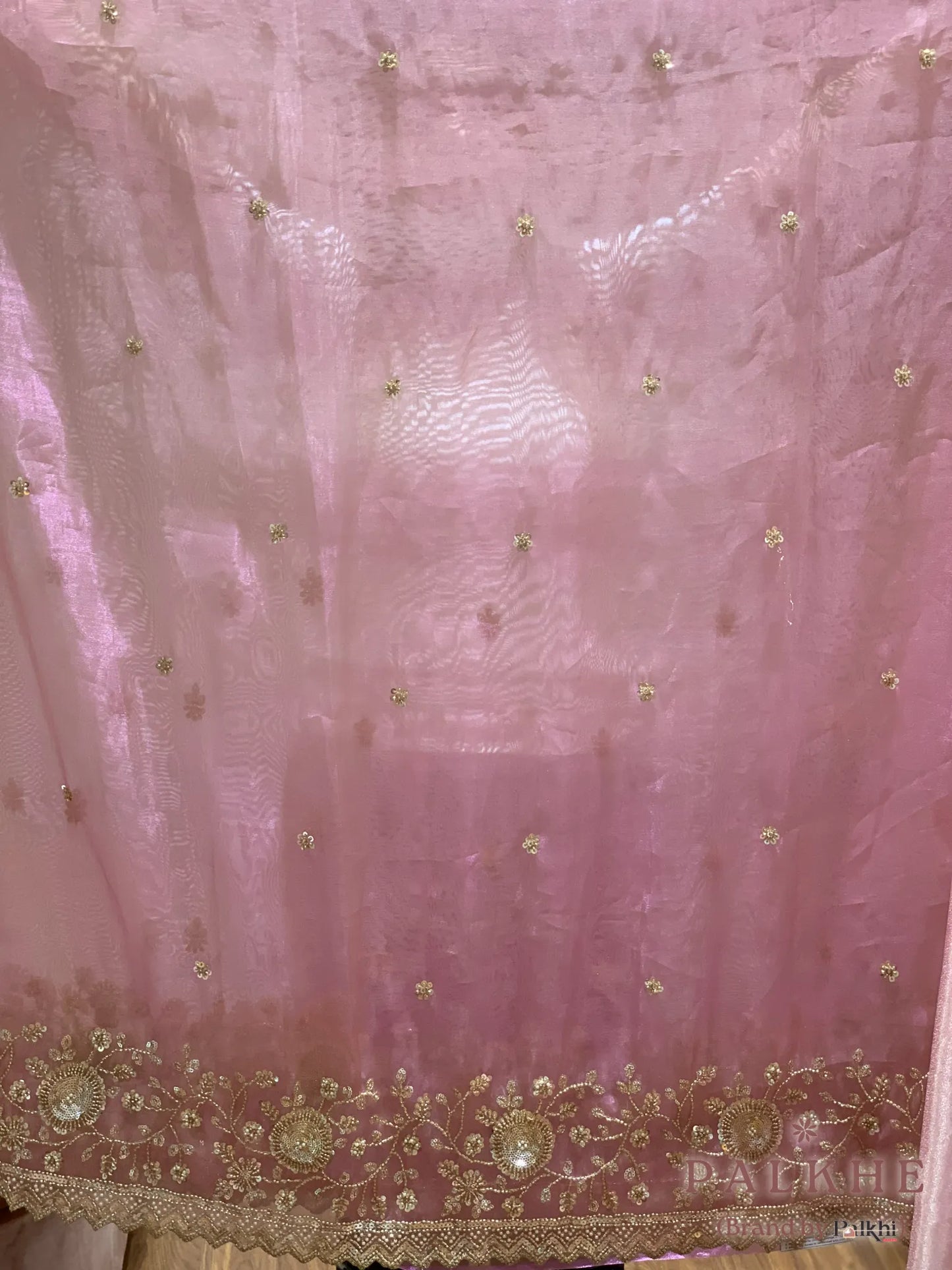 Pink Floral Jaal Tissue x Hand Embroidery (CG01)