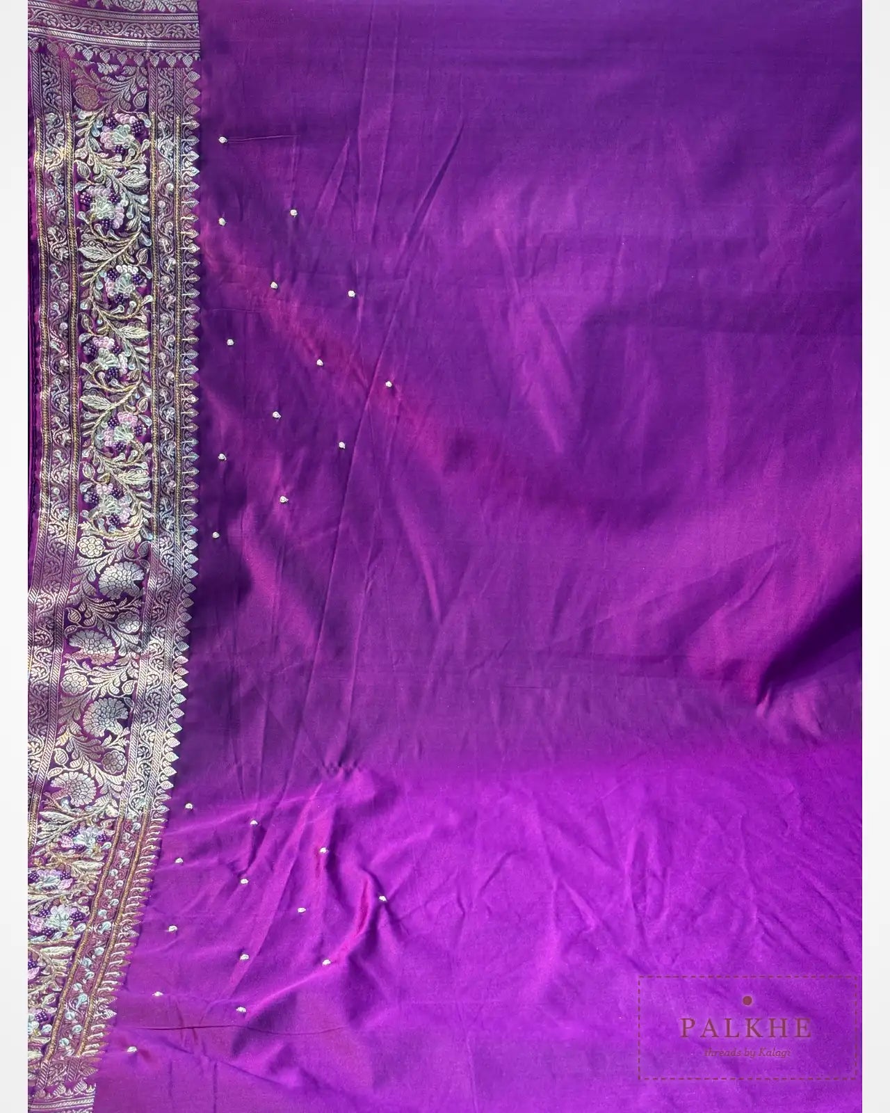 Purple Butta Pure Silk Banarasi x Hand Embroidery