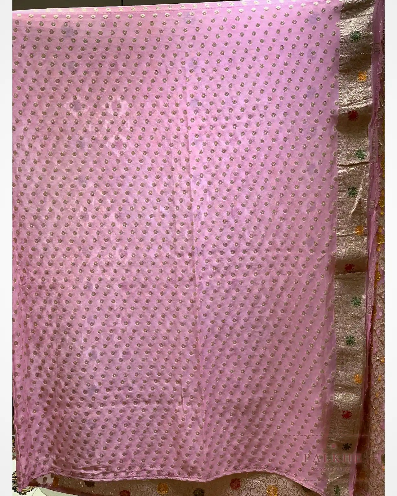 Baby Pink Bandhej Meenakari Jaal in Georgette