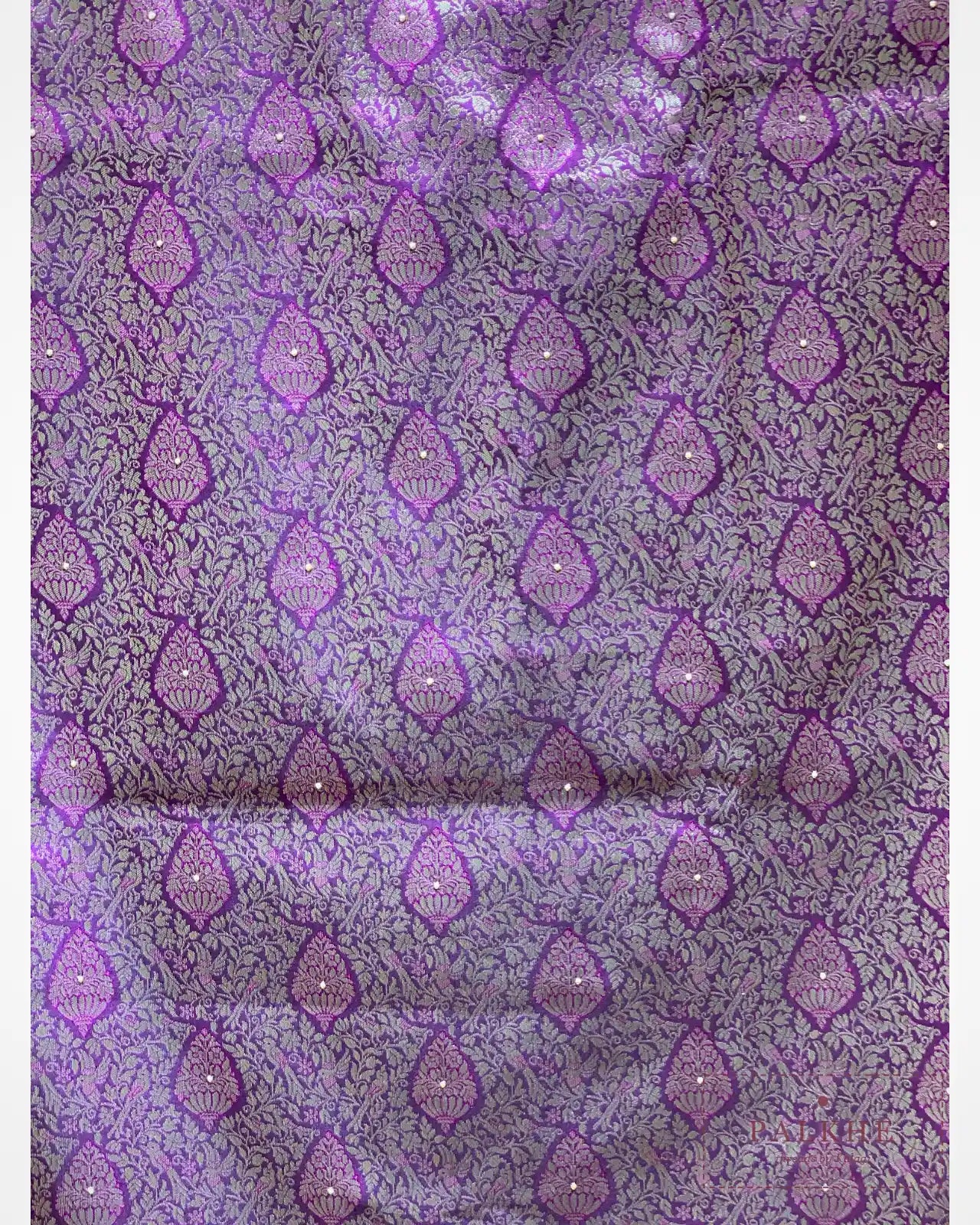Purple Semi Silk Banarasi x Hand Embroidery