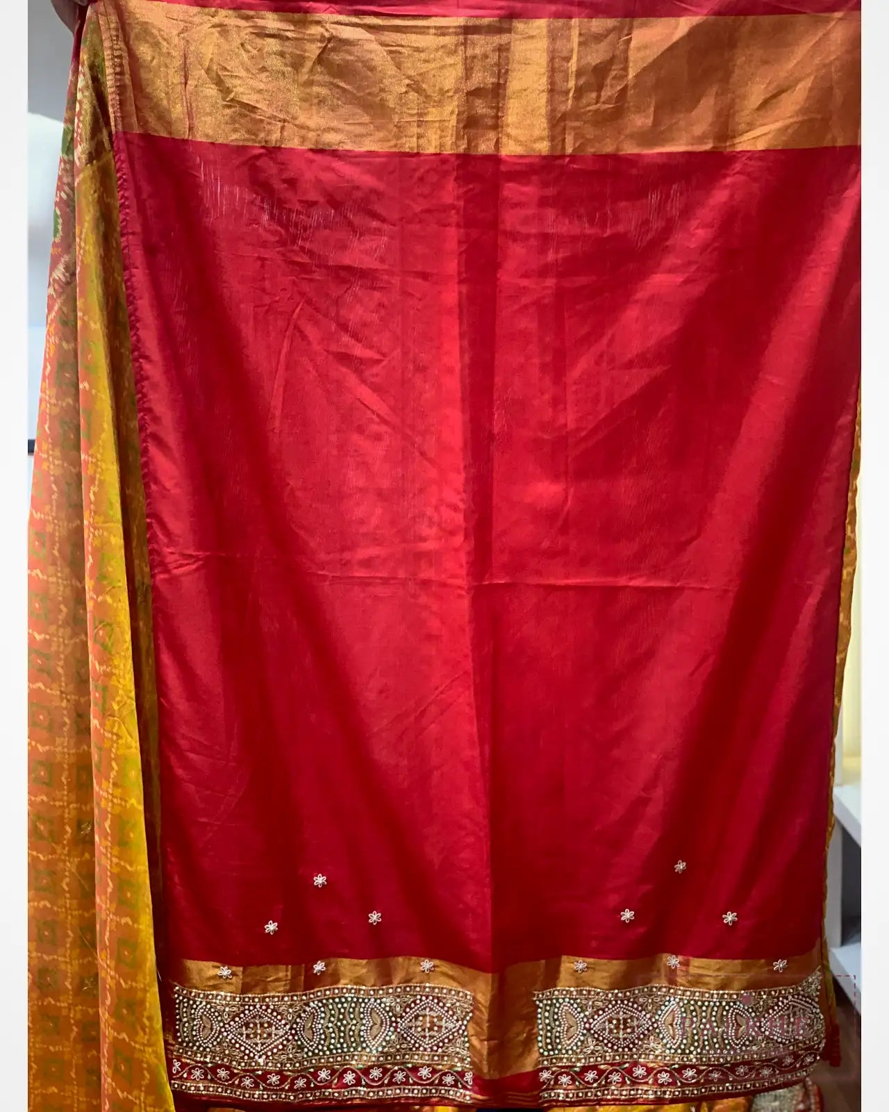 Mustard Yellow Pure Silk Patola x Hand Embroidery