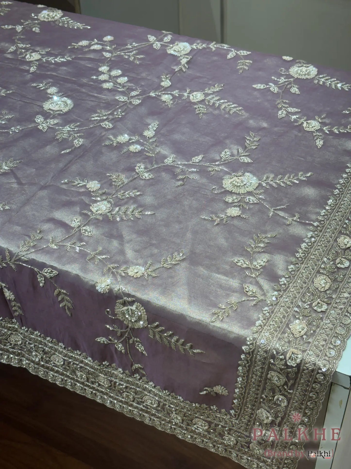 Lavender Jaal Tissue Silk x Hand Embroidery