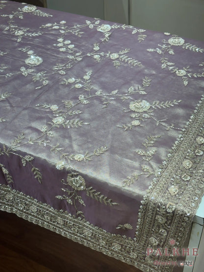 Lavender Jaal Tissue Silk x Hand Embroidery