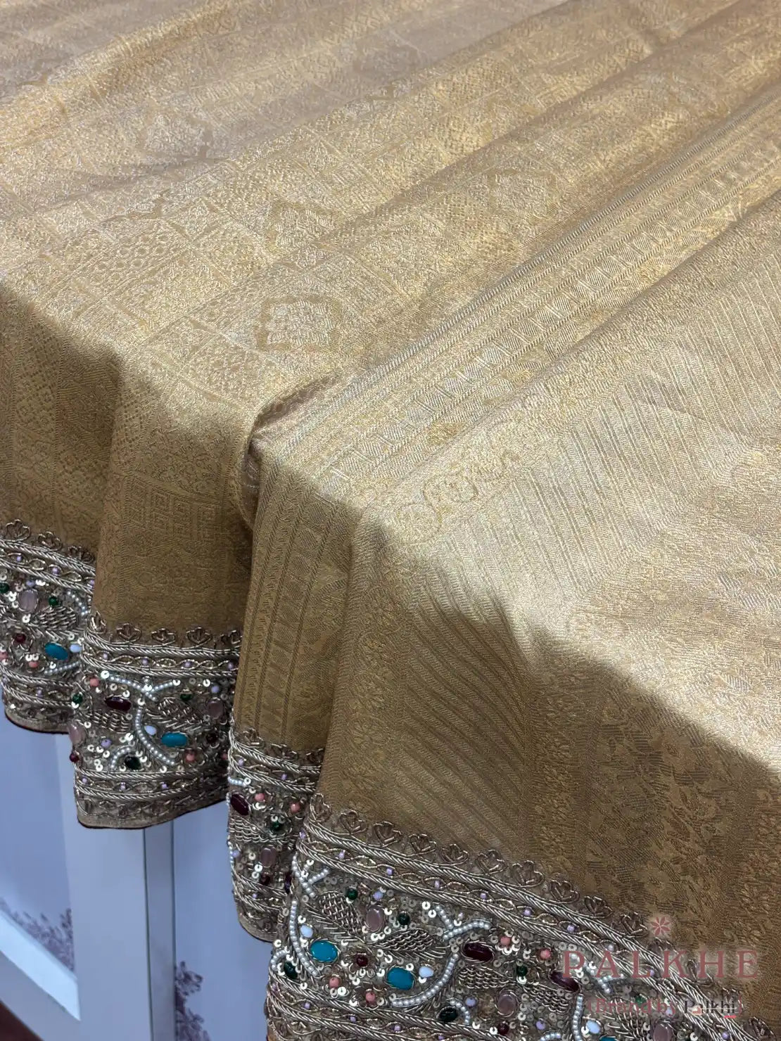 Golden Kanjivaram x Hand Embroidery (CQ91)