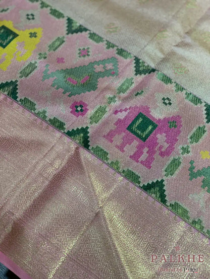 Light Pink Patola Kanjivaram in Pure Tissue Silk (CR32)