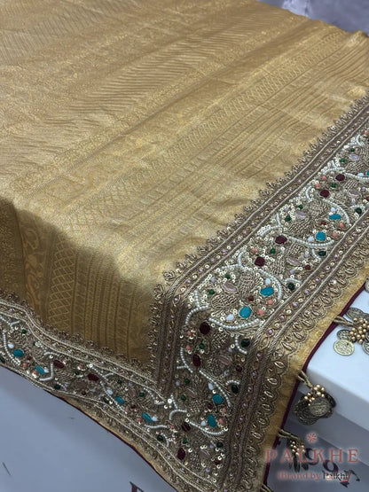 Golden Kanjivaram x Hand Embroidery (CQ91)