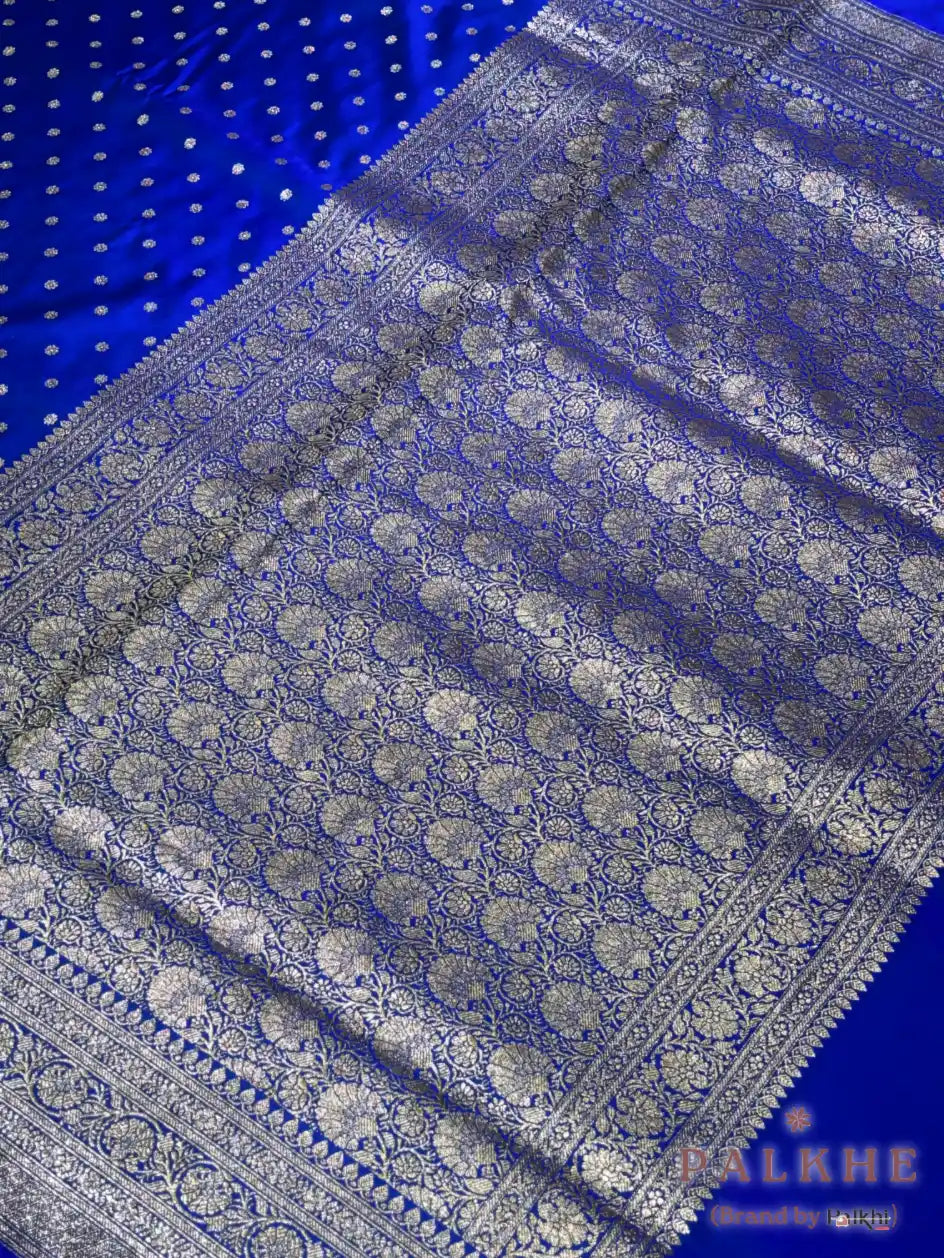 Royal Blue Banarasi Buttis in Pure Katan Silk
