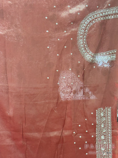 Burnt Rust Tissue Silk x Hand Embroidery
