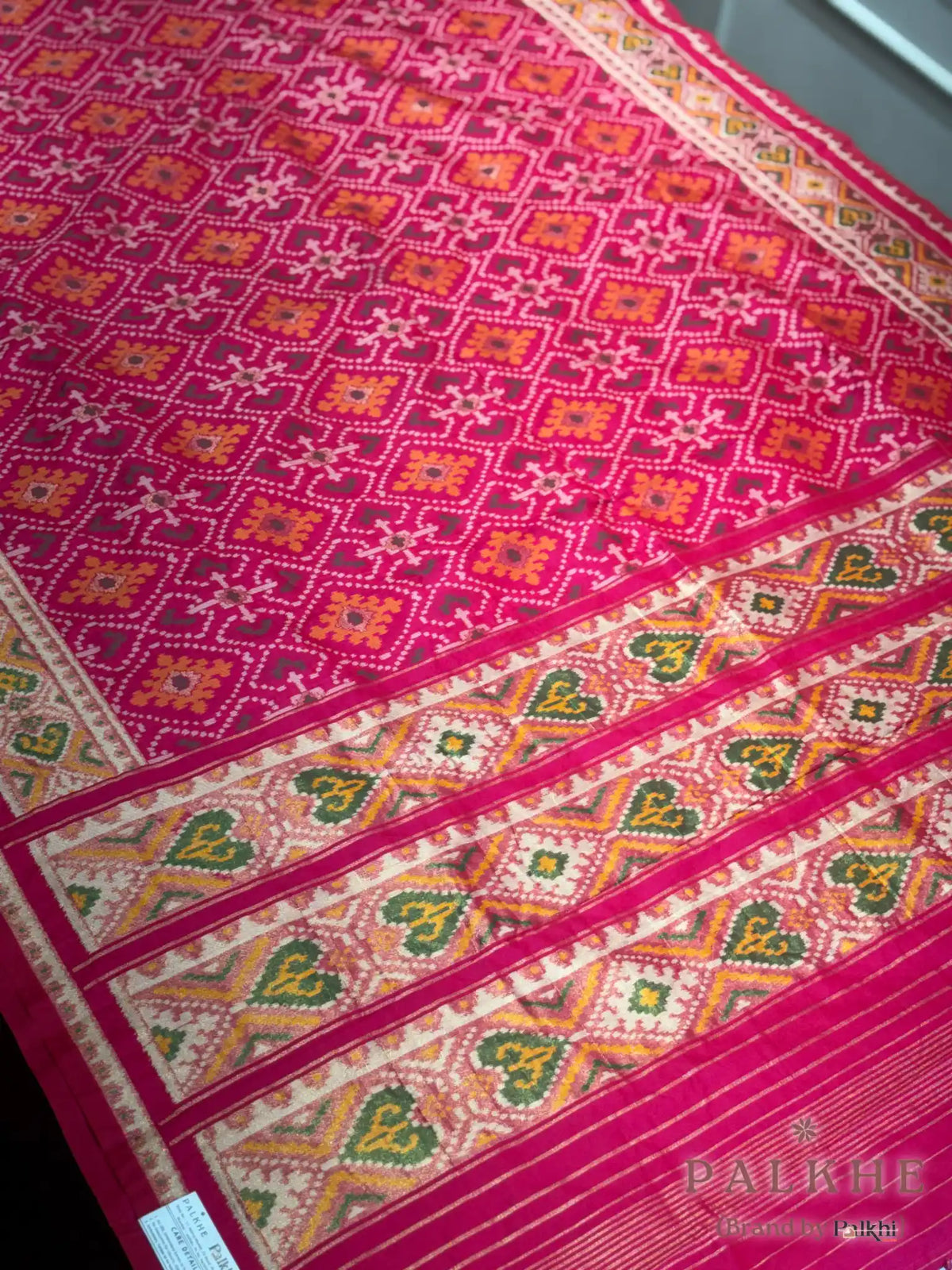 Rani Pink Patola Geometric in Semi Silk (BH38)