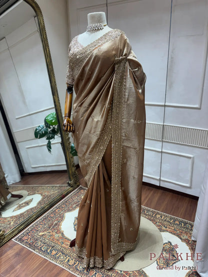 Bronze Silk Tissue x Hand Embroidery
