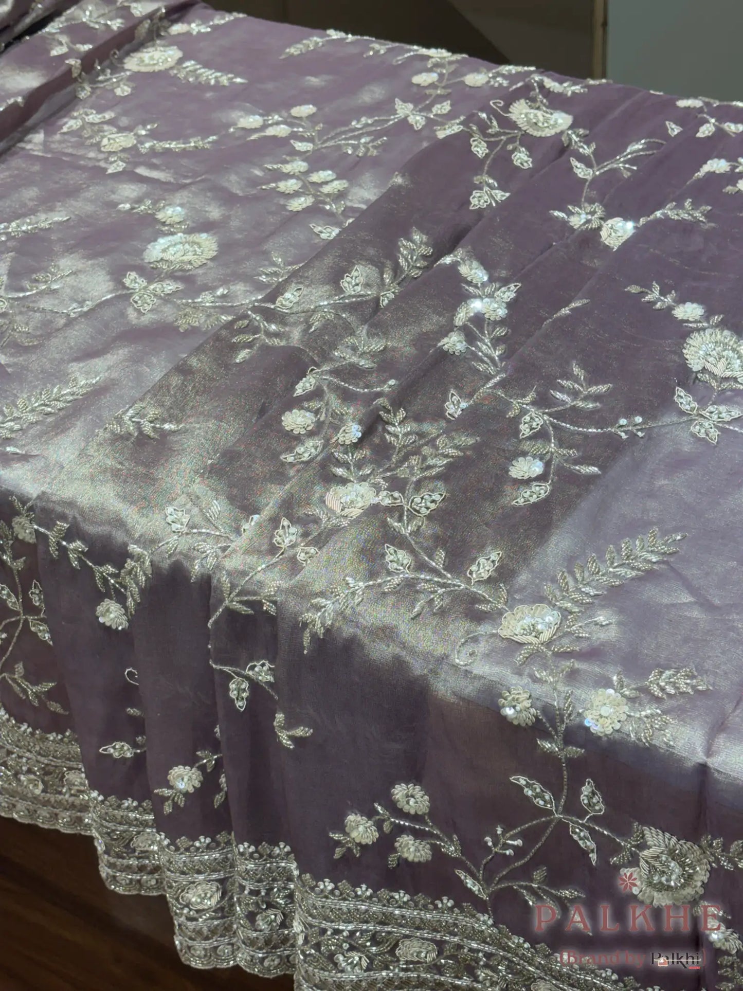 Lavender Jaal Tissue Silk x Hand Embroidery
