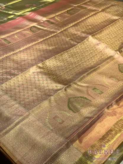 Pista Toned Kanjivaram Floral Buttas in Pure Kanjivaram Silk (CN99)