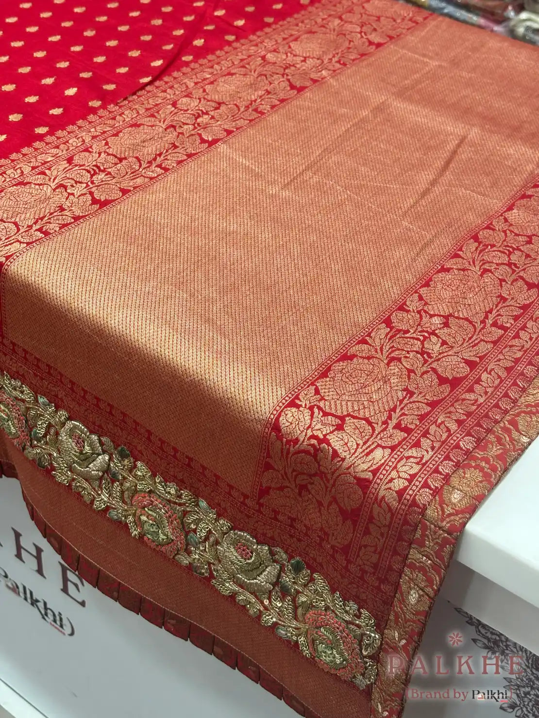 Red Buttis Banarasi x Hand Embroidery (CM12)