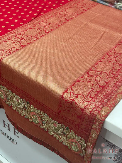 Red Buttis Banarasi x Hand Embroidery (CM12)