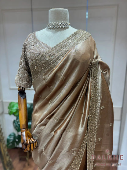 Bronze Silk Tissue x Hand Embroidery
