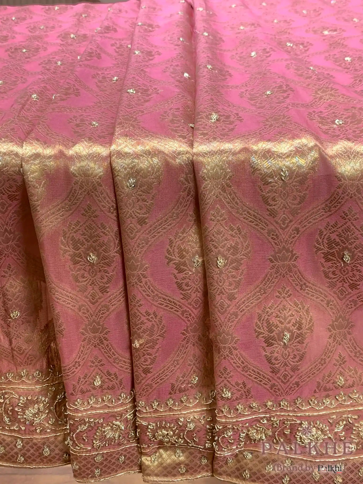 Pink Tissue Kanjivaram Silk x Hand Embroidery