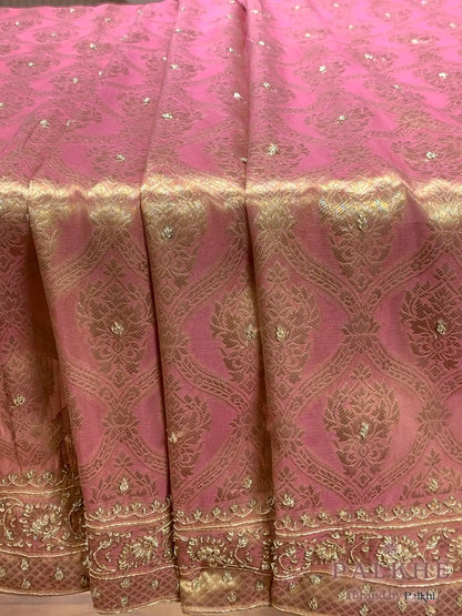 Pink Tissue Kanjivaram Silk x Hand Embroidery