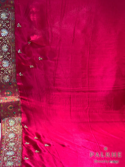 Multicolor Gajji Silk Rangkat x Hand Embroidery