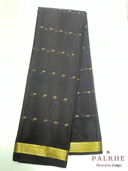 Black Georgette Buttis in Mysore Crepe Silk