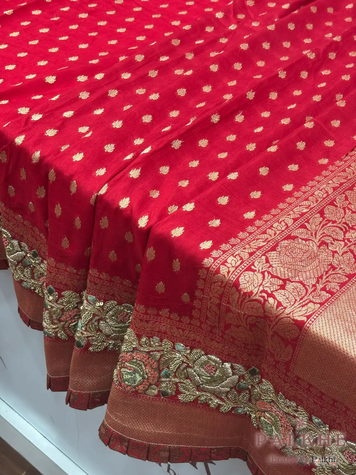 Red Buttis Banarasi x Hand Embroidery (CM12)