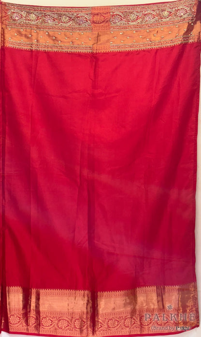 Rust Pure Silk Kanjivaram x Hanad Embroidery