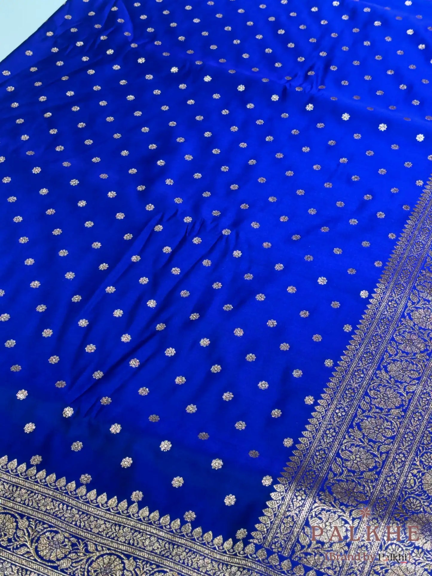 Royal Blue Banarasi Buttis in Pure Katan Silk