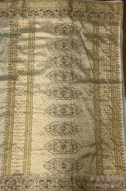 Ivory Pure Silk Kanjivaram x Hand Embroidery