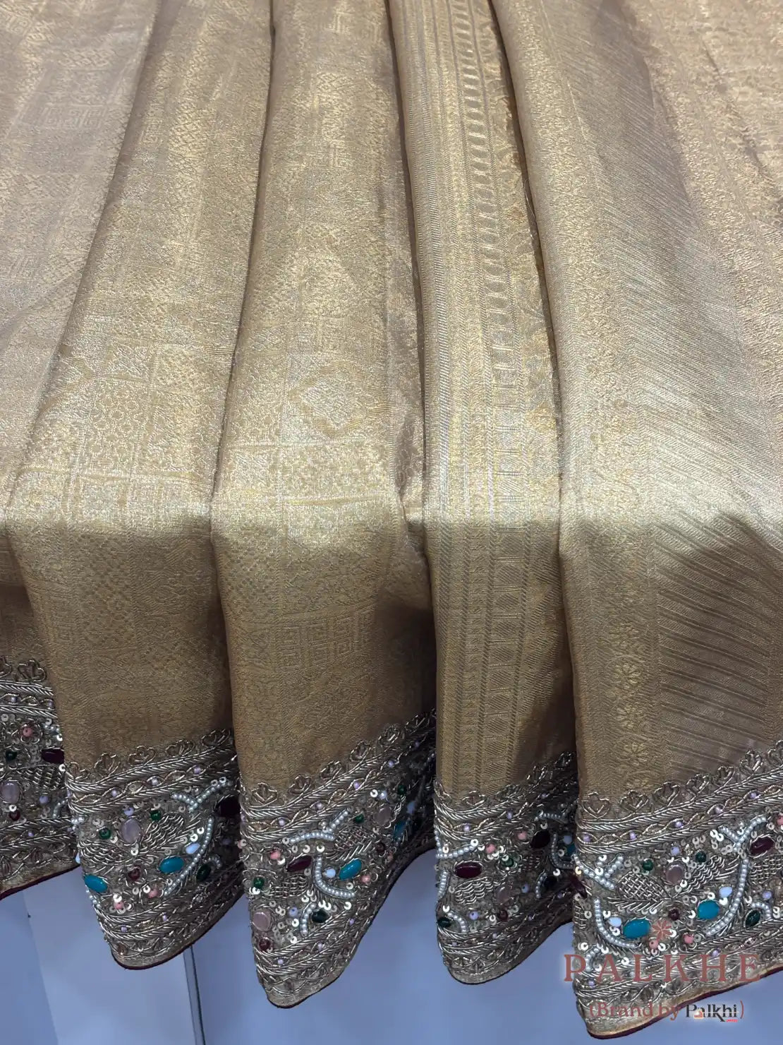 Golden Kanjivaram x Hand Embroidery (CQ91)