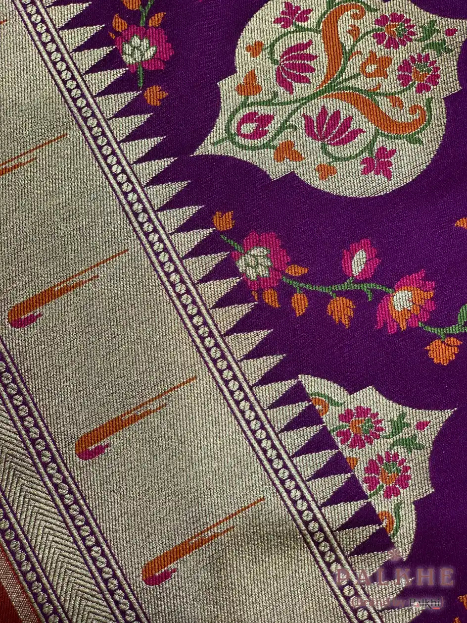 Purple Jamdani-Inspired Banarasi in Semi Mashru Silk (CP44)