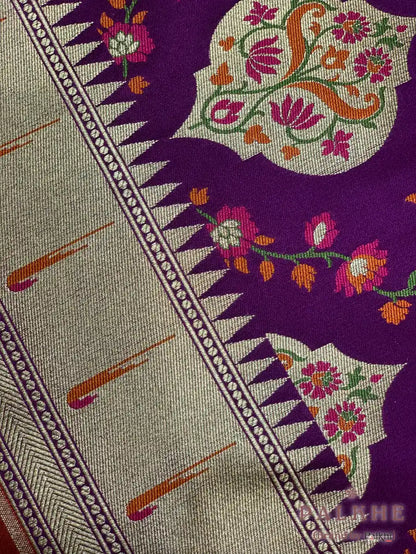 Purple Jamdani-Inspired Banarasi in Semi Mashru Silk (CP44)