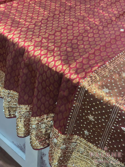 Regal Maroon Butis Kanjivaram x Hand Embroidery (CO90)