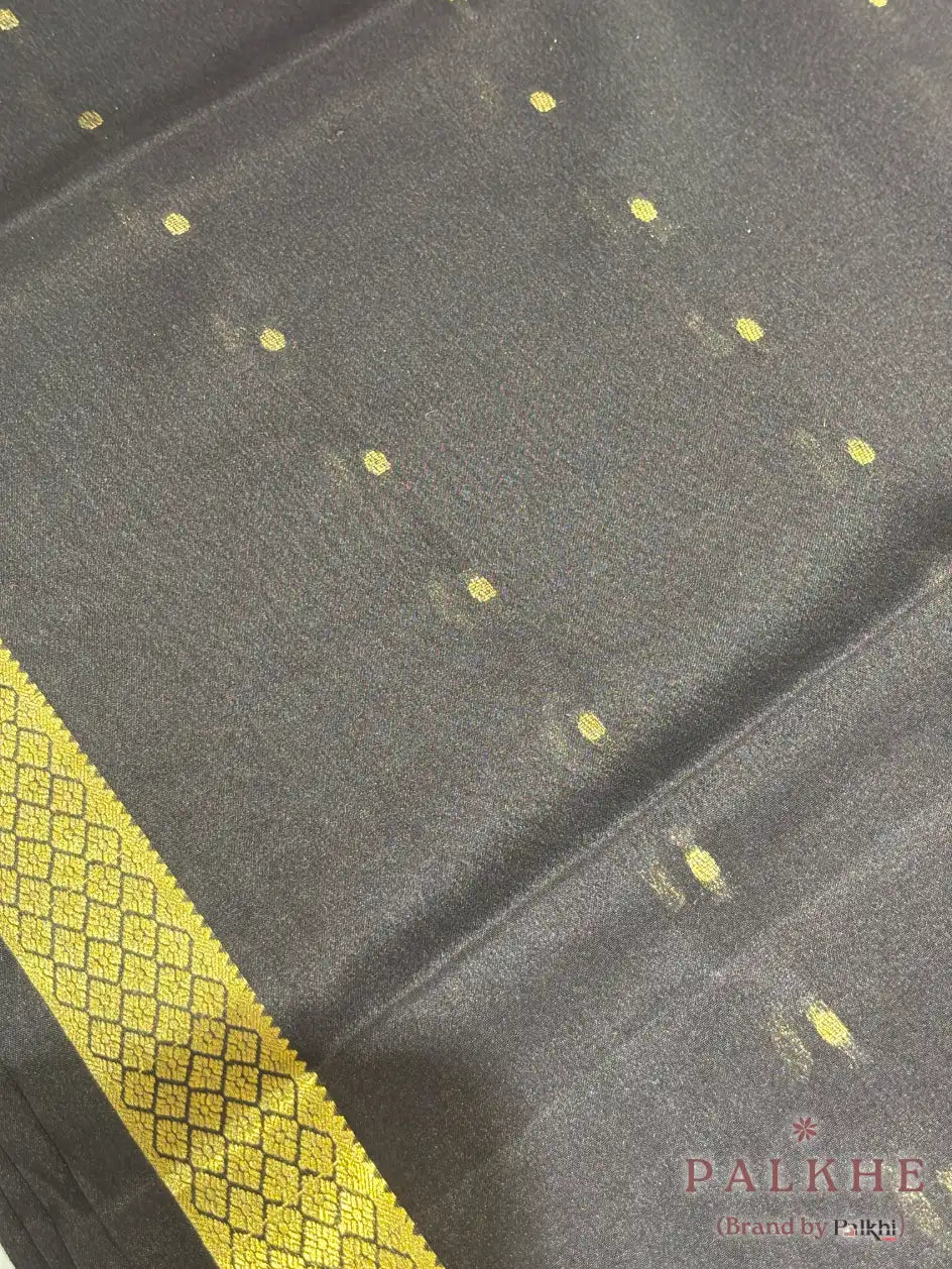 Black Georgette Buttis in Mysore Crepe Silk