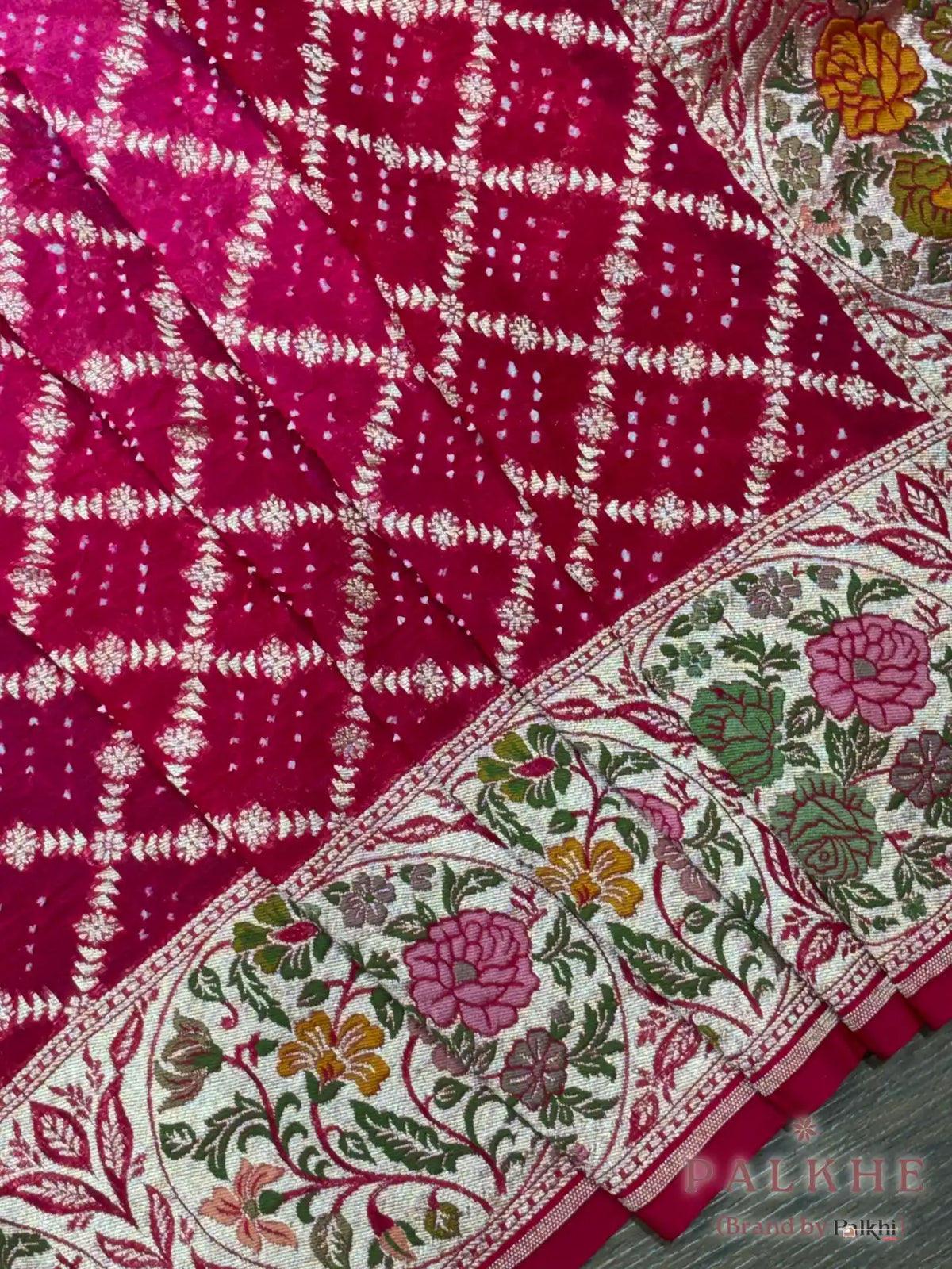Rani Pink Rai Bandhej in Pure Georgette Bandhej (CT23)