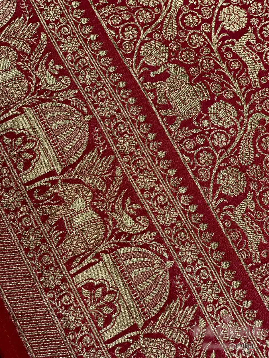 Red Banarasi Floral Jaal in Semi Silk (CQ55)