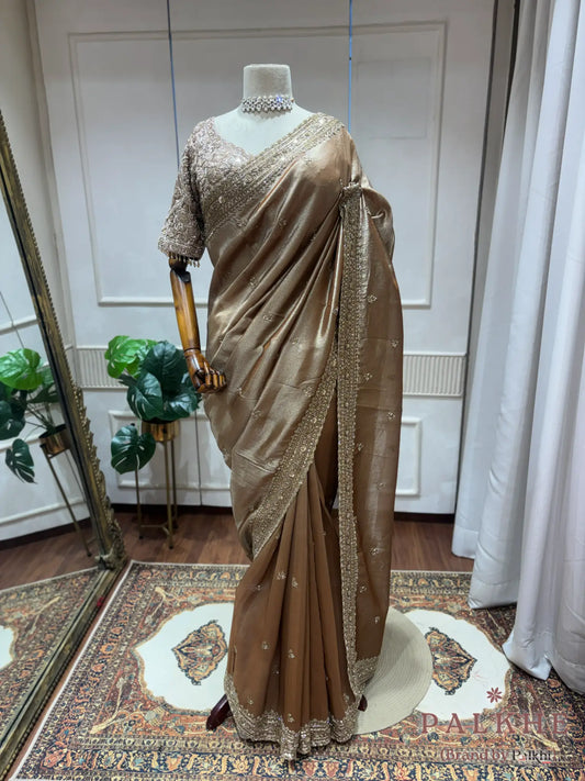 Bronze Silk Tissue x Hand Embroidery