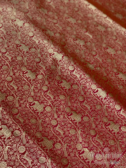 Red Banarasi Floral Jaal in Semi Silk (CQ55)