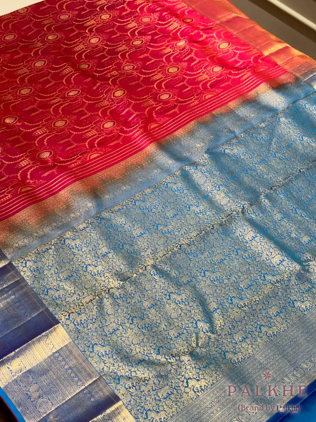 Pink Kanjivaram Geometric Motifs in Pure Silk