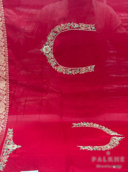 Red Buttis Banarasi x Hand Embroidery (CM12)