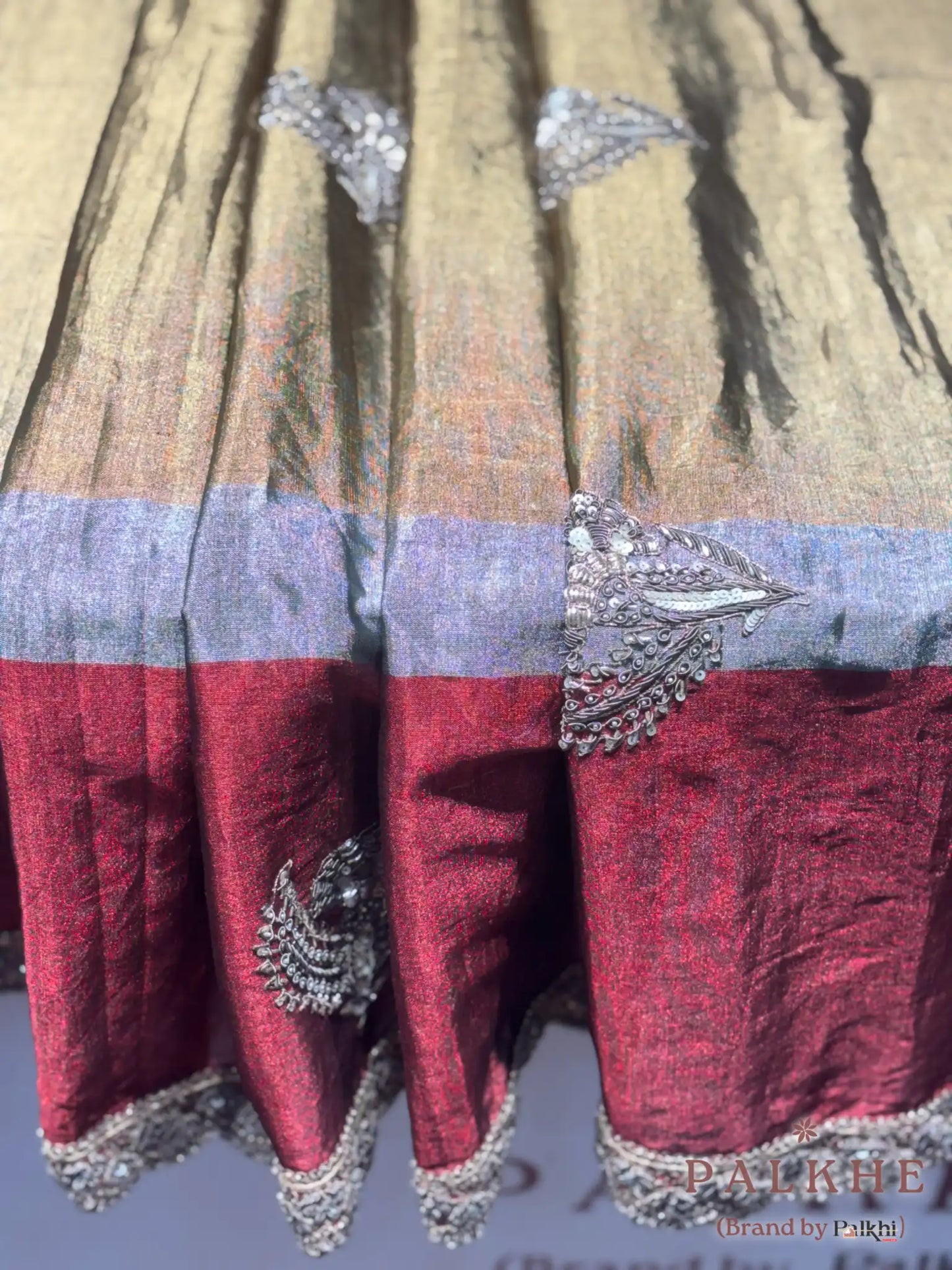Tri-Color Kanjivaram x Hand Embroidery