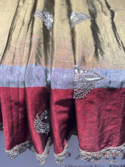 Tri-Color Kanjivaram x Hand Embroidery