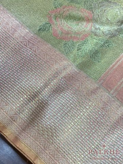 Pista Toned Kanjivaram Floral Buttas in Pure Kanjivaram Silk (CN99)