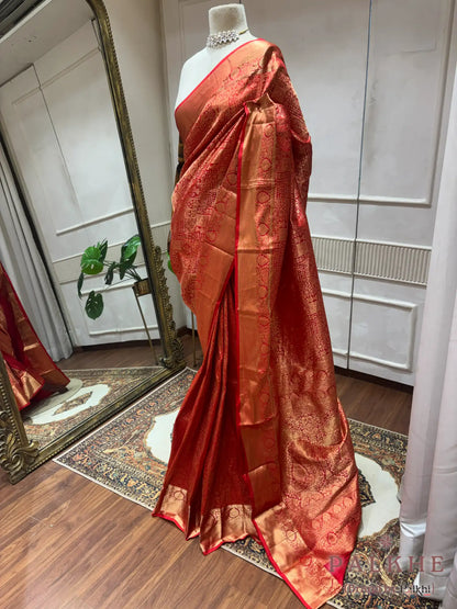 Red Kanjivaram Traditional Motifs in Pure Silk