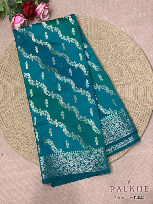 Rama Green Banarasi in Chiniya Silk (CR26)