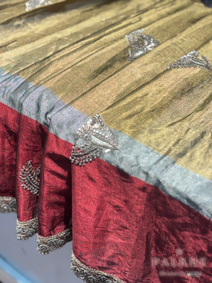 Tri-Color Kanjivaram x Hand Embroidery